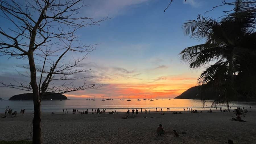An ordinary evening sunset on the water off Phuket