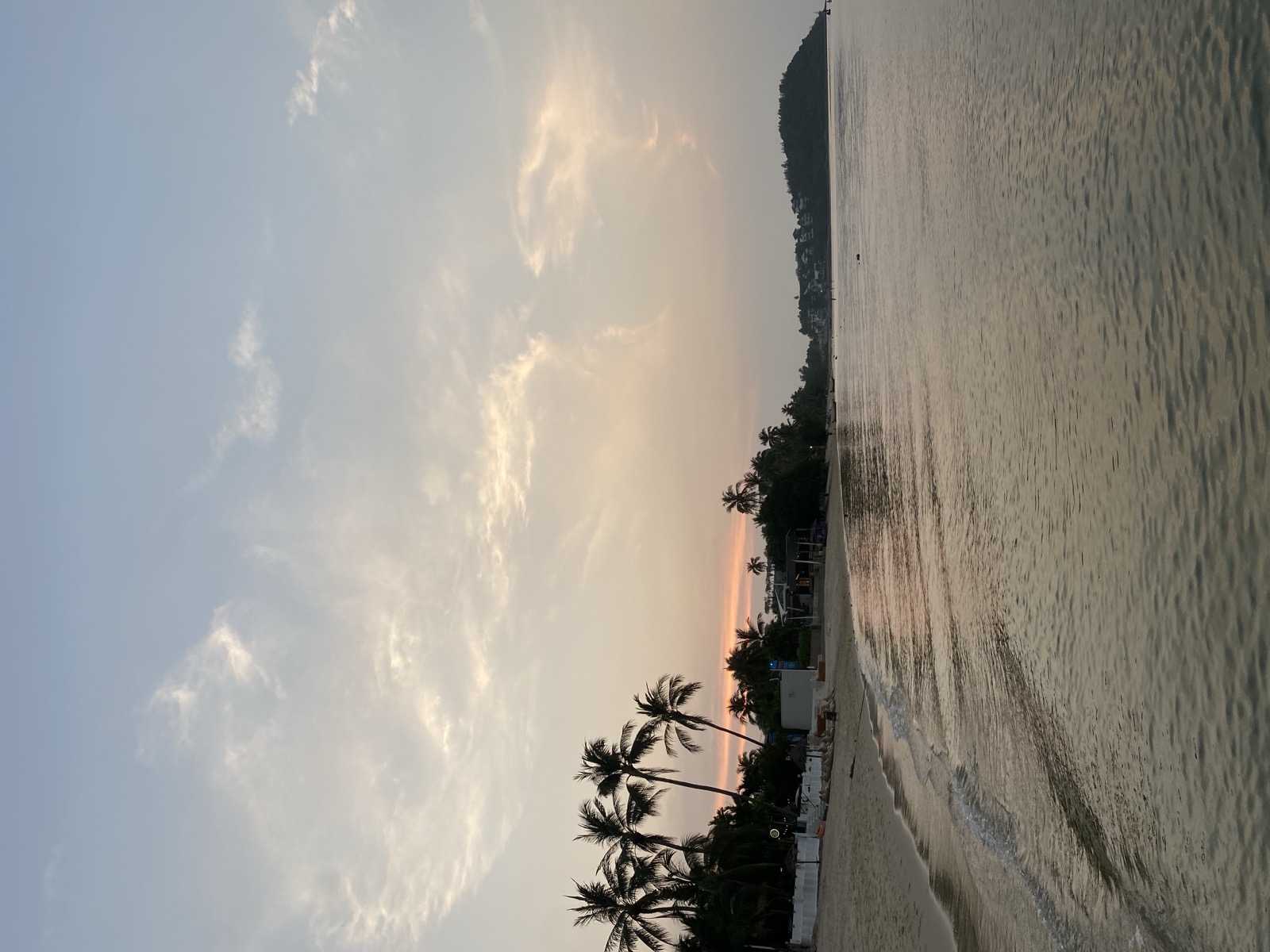 A quiet southern Thailand beach at dusk